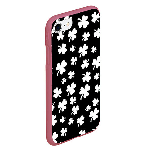 Чехол iPhone 7/8 матовый Black clover pattern anime / 3D-Малиновый – фото 2