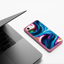 Чехол iPhone 7/8 матовый Жидкий красочный металл, цвет: 3D-малиновый — фото 2