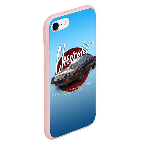 Чехол iPhone 7/8 матовый Американский маслкар Chevrolet Camaro третьего пок / 3D-Светло-розовый – фото 2
