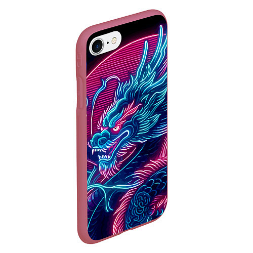 Чехол iPhone 7/8 матовый Свирепый японский дракон - ирезуми / 3D-Малиновый – фото 2