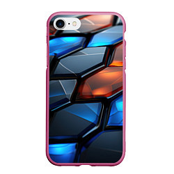 Чехол iPhone 7/8 матовый Прозрачные абстрактные плиты, цвет: 3D-малиновый
