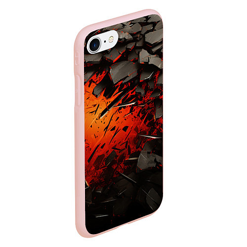 Чехол iPhone 7/8 матовый Черные камни на красном взрыв / 3D-Светло-розовый – фото 2