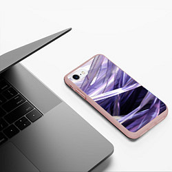 Чехол iPhone 7/8 матовый Фиолетовые прозрачные полосы, цвет: 3D-светло-розовый — фото 2