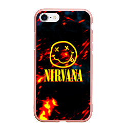 Чехол iPhone 7/8 матовый Nirvana rock огненное лого лава, цвет: 3D-светло-розовый