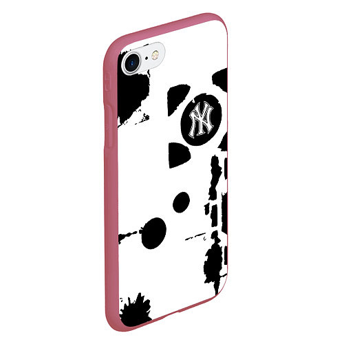 Чехол iPhone 7/8 матовый New York yankees - baseball team pattern / 3D-Малиновый – фото 2