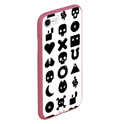 Чехол iPhone 7/8 матовый Love death robots pattern white / 3D-Малиновый – фото 2