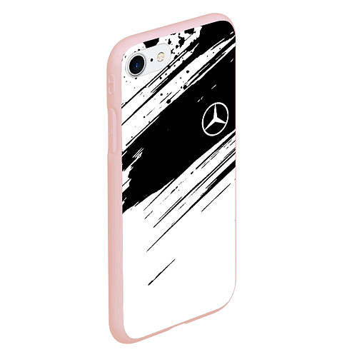 Чехол iPhone 7/8 матовый Mercedes benz краски чернобелая геометрия / 3D-Светло-розовый – фото 2