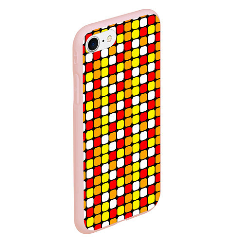 Чехол iPhone 7/8 матовый Красные, жёлтые и белые квадраты / 3D-Светло-розовый – фото 2