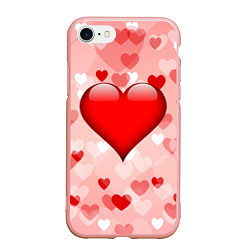 Чехол iPhone 7/8 матовый Огромное сердце, цвет: 3D-светло-розовый
