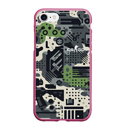 Чехол iPhone 7/8 матовый Counter Strike go - pattern, цвет: 3D-малиновый