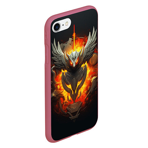 Чехол iPhone 7/8 матовый Огненный символ орла / 3D-Малиновый – фото 2