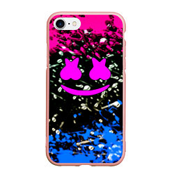 Чехол iPhone 7/8 матовый Marshmello неоновый краски, цвет: 3D-светло-розовый