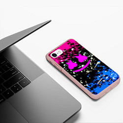Чехол iPhone 7/8 матовый Marshmello неоновый краски, цвет: 3D-светло-розовый — фото 2