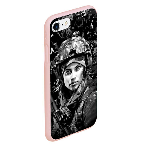 Чехол iPhone 7/8 матовый Красотка снайпер в камуфляже / 3D-Светло-розовый – фото 2