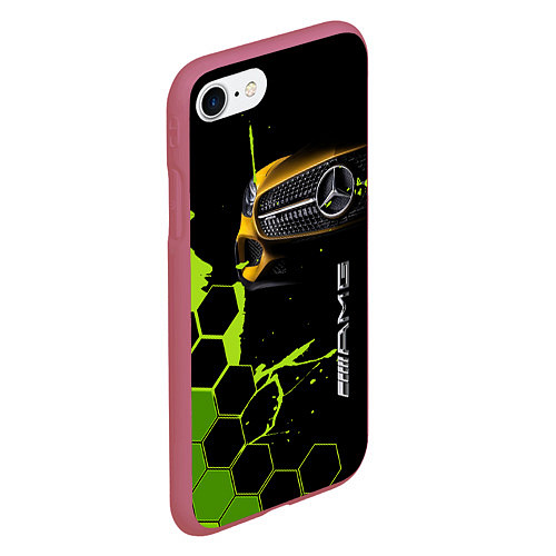 Чехол iPhone 7/8 матовый Мерседес AMG тёмный / 3D-Малиновый – фото 2