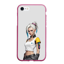 Чехол iPhone 7/8 матовый Девушка в белом топе Cyberpunk 2077