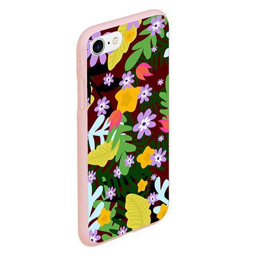 Чехол iPhone 7/8 матовый Гавайская цветочная расцветка / 3D-Светло-розовый – фото 2