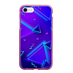 Чехол iPhone 7/8 матовый Neon Pattern colored, цвет: 3D-малиновый