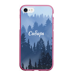 Чехол iPhone 7/8 матовый Сибирь леса, цвет: 3D-малиновый