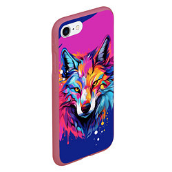 Чехол iPhone 7/8 матовый Волк в стиле поп-арт, цвет: 3D-малиновый — фото 2