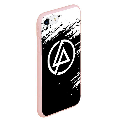 Чехол iPhone 7/8 матовый Linkin Park - black and white / 3D-Светло-розовый – фото 2