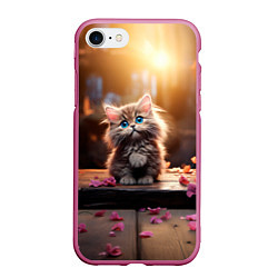 Чехол iPhone 7/8 матовый Милый котенок 14 февраля, цвет: 3D-малиновый