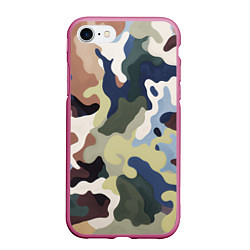 Чехол iPhone 7/8 матовый Камуфляж милитари, цвет: 3D-малиновый