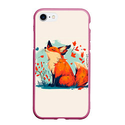Чехол iPhone 7/8 матовый Влюбленная лисичка 14 февраля, цвет: 3D-малиновый