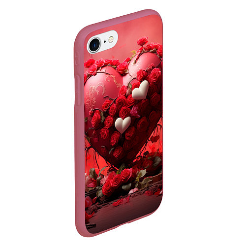 Чехол iPhone 7/8 матовый Сердце и розы 14 февраля / 3D-Малиновый – фото 2