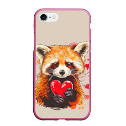 Чехол iPhone 7/8 матовый Влюбленный енот 14 февраля, цвет: 3D-малиновый