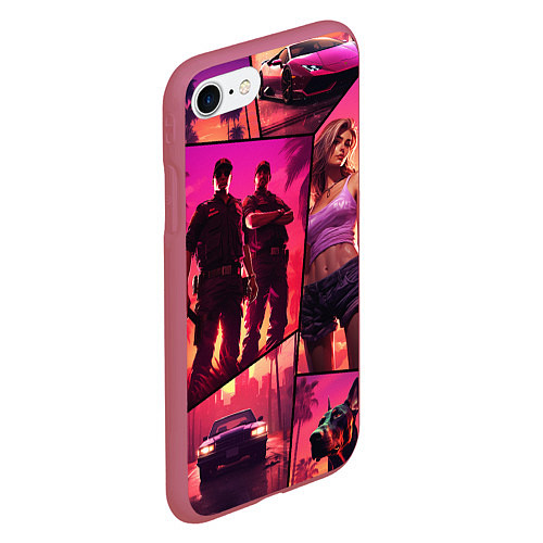 Чехол iPhone 7/8 матовый GTA V style art / 3D-Малиновый – фото 2