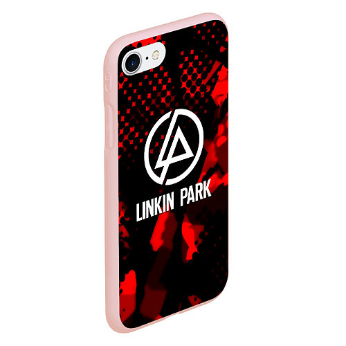 Чехол iPhone 7/8 матовый Linkin park краски текстуры / 3D-Светло-розовый – фото 2