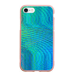 Чехол iPhone 7/8 матовый Синусоидные волны из квадратиков, цвет: 3D-светло-розовый