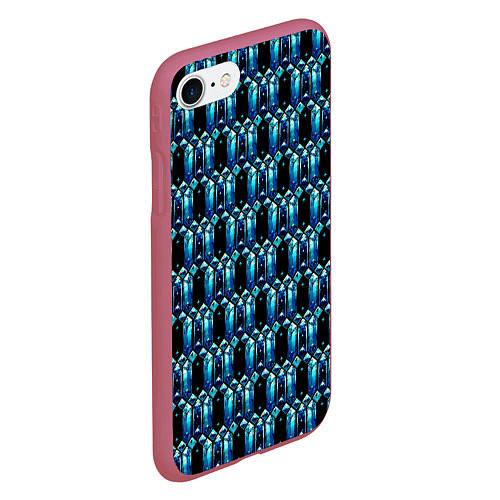 Чехол iPhone 7/8 матовый Чёрный кристаллический доспех / 3D-Малиновый – фото 2