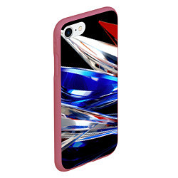 Чехол iPhone 7/8 матовый Белая синяя красная острая абстракция, цвет: 3D-малиновый — фото 2