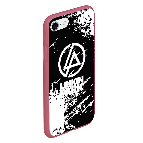 Чехол iPhone 7/8 матовый Linkin park logo краски текстура / 3D-Малиновый – фото 2