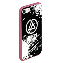 Чехол iPhone 7/8 матовый Linkin park logo краски текстура, цвет: 3D-малиновый — фото 2