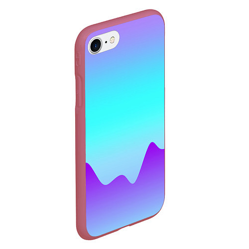 Чехол iPhone 7/8 матовый Светлый градиент с волнистым сиреневым узором / 3D-Малиновый – фото 2