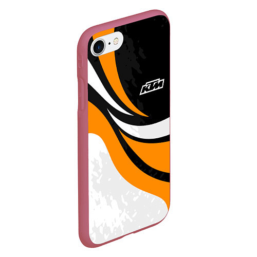 Чехол iPhone 7/8 матовый КТМ - оранжевые вставки / 3D-Малиновый – фото 2