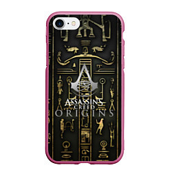 Чехол iPhone 7/8 матовый Assassins истоки иероглифы, цвет: 3D-малиновый