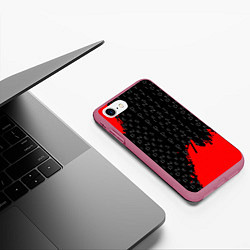 Чехол iPhone 7/8 матовый Дестини паттерн шутер краски, цвет: 3D-малиновый — фото 2