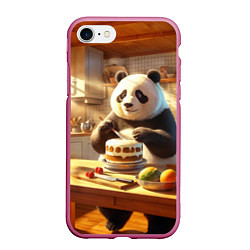 Чехол iPhone 7/8 матовый Панда на кухне готовит торт