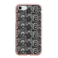 Чехол iPhone 7/8 матовый Черно-белый абстрактный узор круги