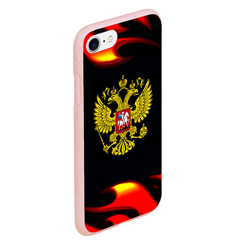 Чехол iPhone 7/8 матовый Герб РФ огонь / 3D-Светло-розовый – фото 2