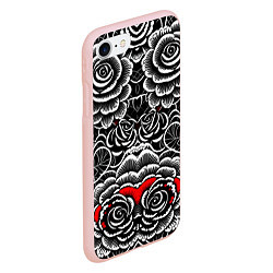 Чехол iPhone 7/8 матовый Серые паттерны цветы, цвет: 3D-светло-розовый — фото 2