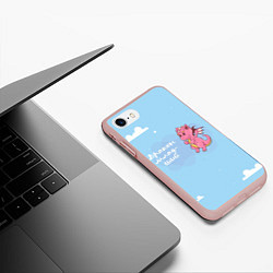 Чехол iPhone 7/8 матовый Младший дракон, цвет: 3D-светло-розовый — фото 2
