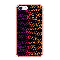 Чехол iPhone 7/8 матовый Геометрические фигуры жёлтые и фиолетовые, цвет: 3D-светло-розовый