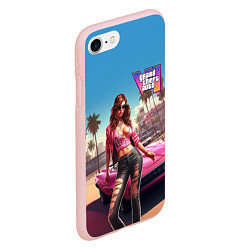 Чехол iPhone 7/8 матовый GTA 6 girl logo, цвет: 3D-светло-розовый — фото 2