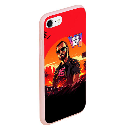 Чехол iPhone 7/8 матовый GTA 6 logo персонаж / 3D-Светло-розовый – фото 2