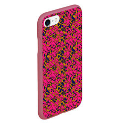 Чехол iPhone 7/8 матовый Взаимосвязанные листочки, розового жёлтого и синег, цвет: 3D-малиновый — фото 2